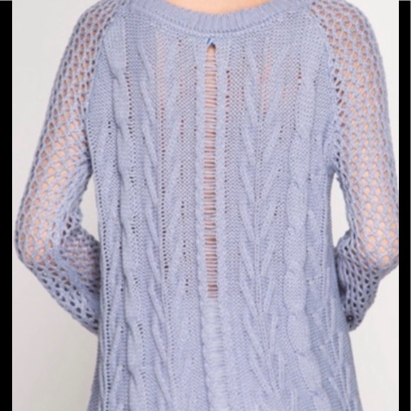 SHE & SKY SLATE BLUE LIGHTWEIGHT CABLE KNIT SWEATER| NWT - Picture 8 of 8